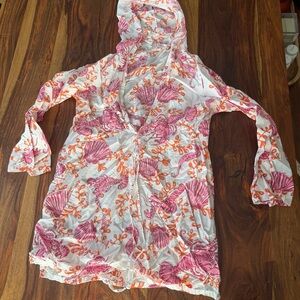 Barbara Gerwit Women’s Large Seahorse Nautical Hooded Beach Cover Up Tunic